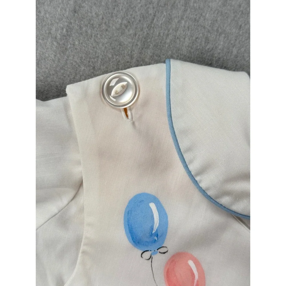 Barbara Bullard Designs Boys Peach‎ White Lamb Balloon Romper Set Size 2 Vintage